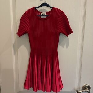 Milly Minis Red/Hot Pink Contrast Godet Flare Dress Size 8
